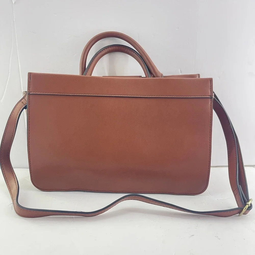 Horsebit Satchel Bag Brown Leather Crossbody‎ Equestrian Classic London Fog